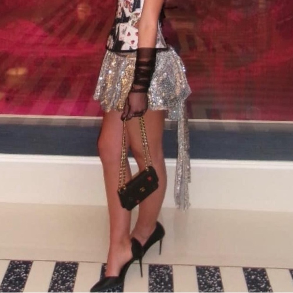 Custom made silver Etsy skirt small